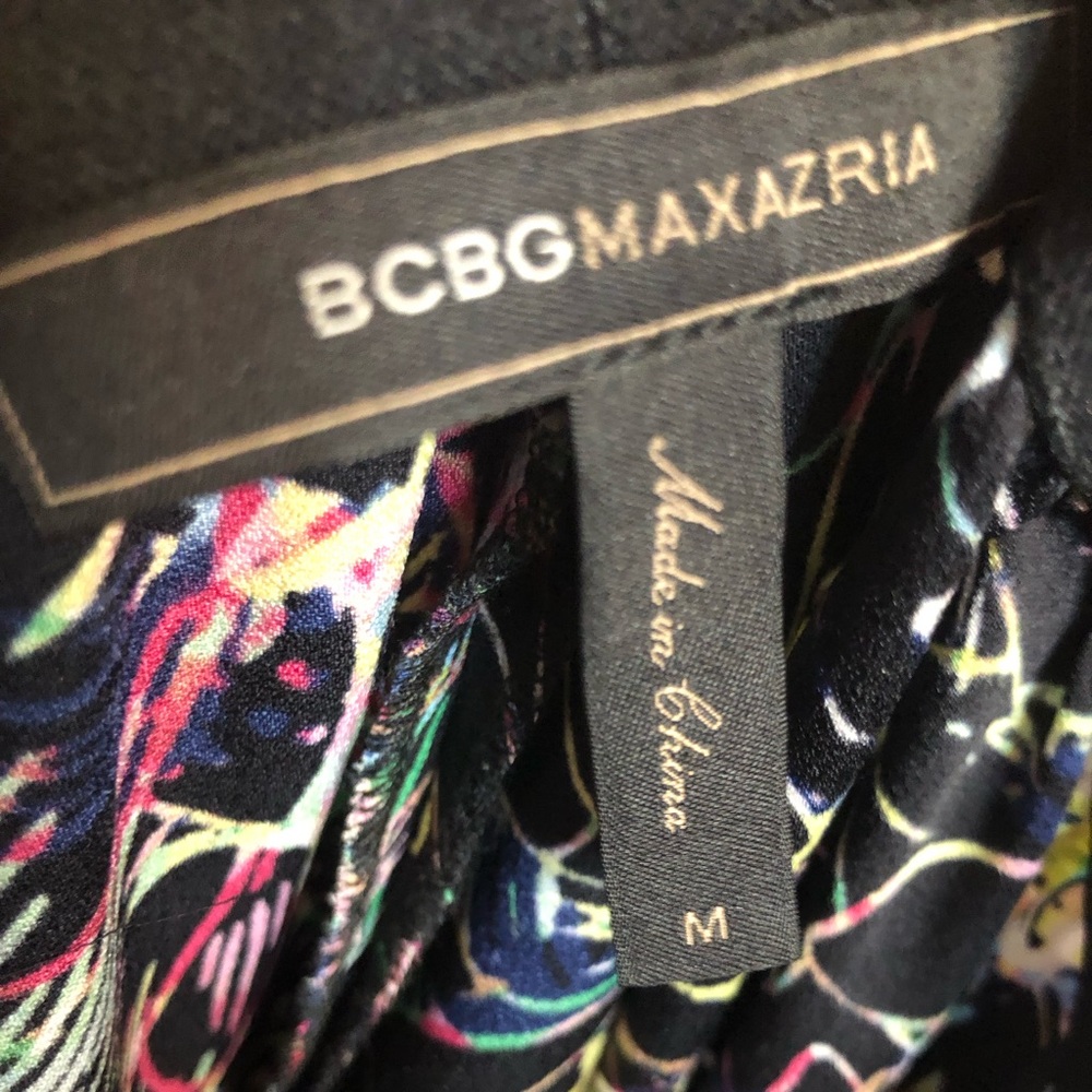 BCBGMaxAzria Black Multicolor Abstract Print Pants - Picture 3 of 4